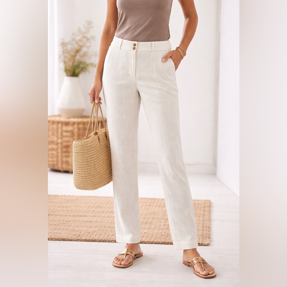 J.Jill Off White Linen Pants 12P Petite NWT casual coastal